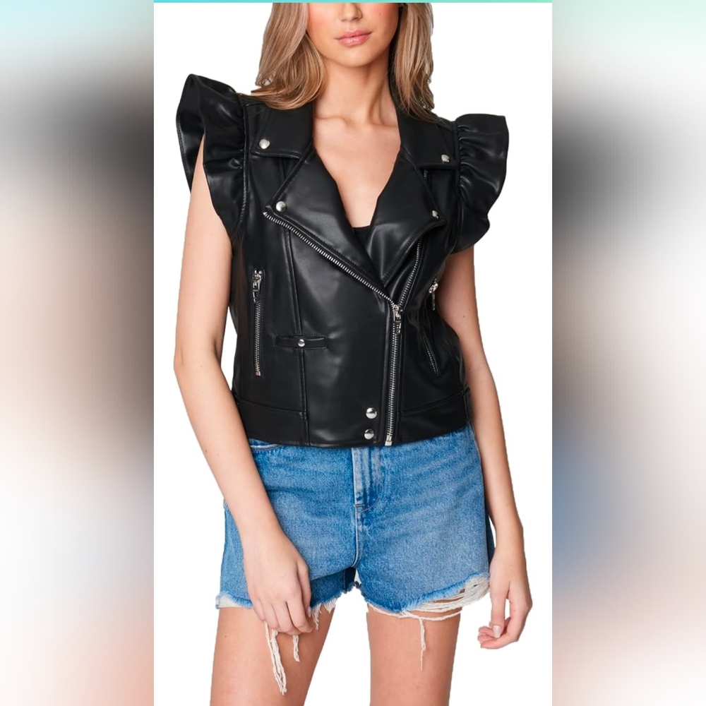 [BLANKNYC] womens Vegan Leather Moto Vest